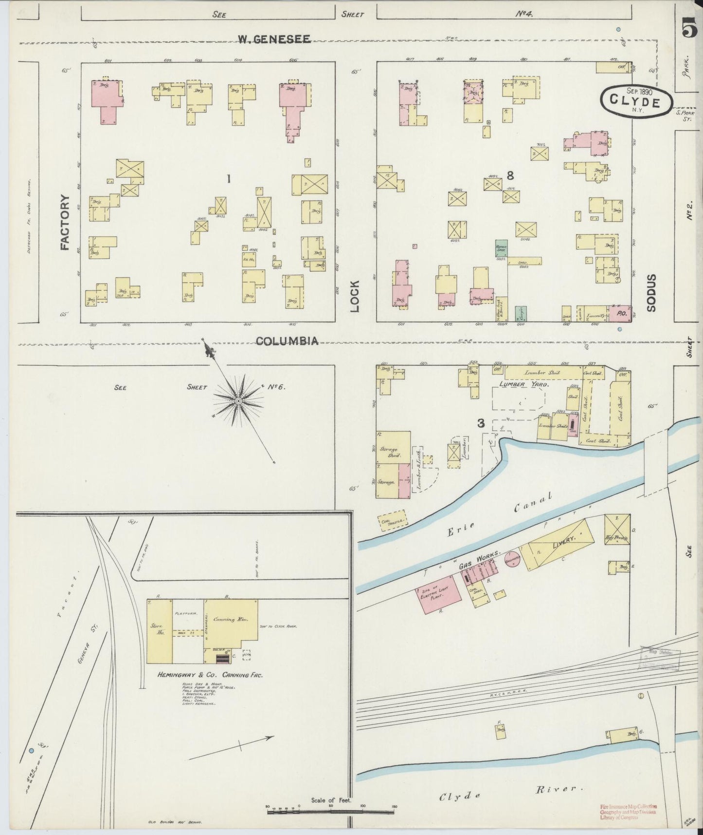 Sanborn Fire Insurance Map from Clyde, Wayne County, New York (1890), Sheet #0005 - Complete Map Set gallery image, historic Sanborn map, vintage wall art, New York New York