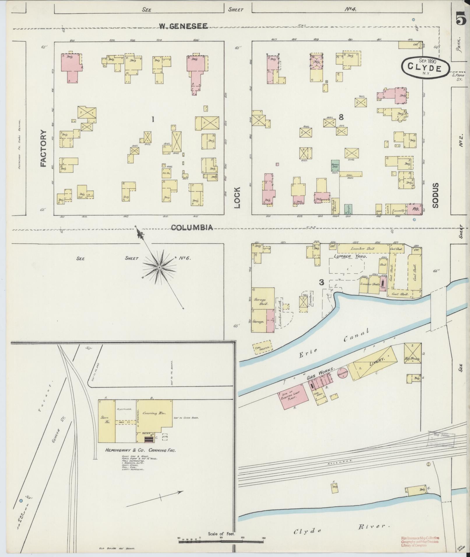 Sanborn Fire Insurance Map from Clyde, Wayne County, New York (1890), Sheet #0005 - Complete Map Set gallery image, historic Sanborn map, vintage wall art, New York New York
