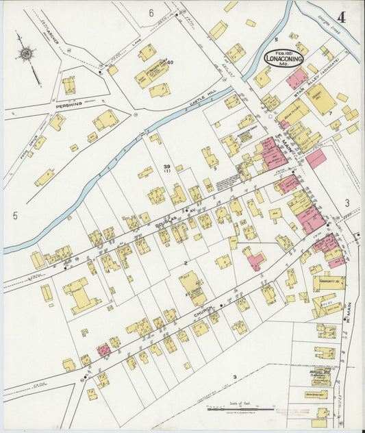 Sanborn Fire Insurance Map from Lonaconing, Allegany County, Maryland (1921), Sheet #0004 - Historic Sanborn Fire Insurance Map Print, vintage old map wall art