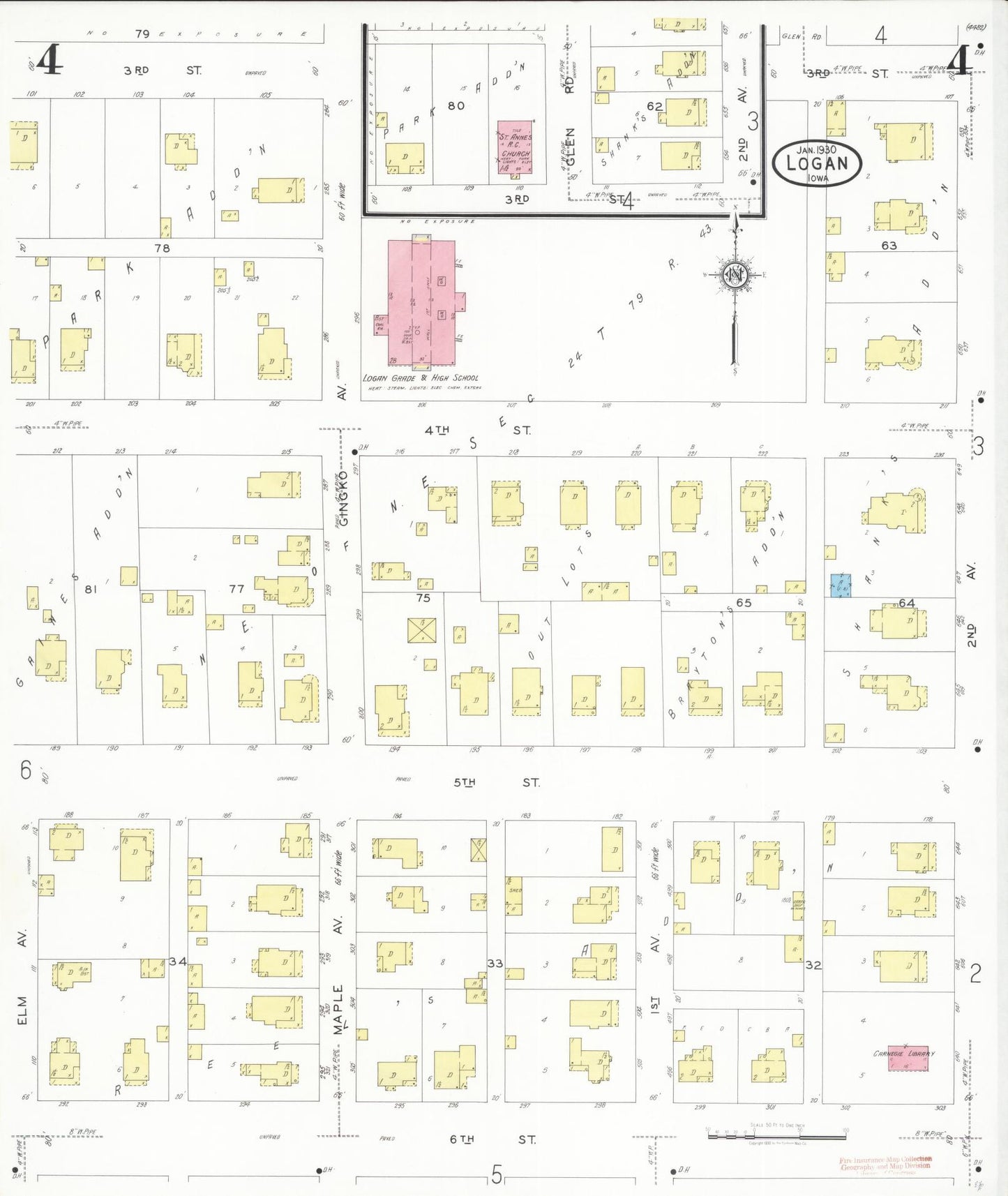 Sanborn Fire Insurance Map from Logan, Harrison County, Iowa (1930), Sheet #0004 - Historic Sanborn Fire Insurance Map Print