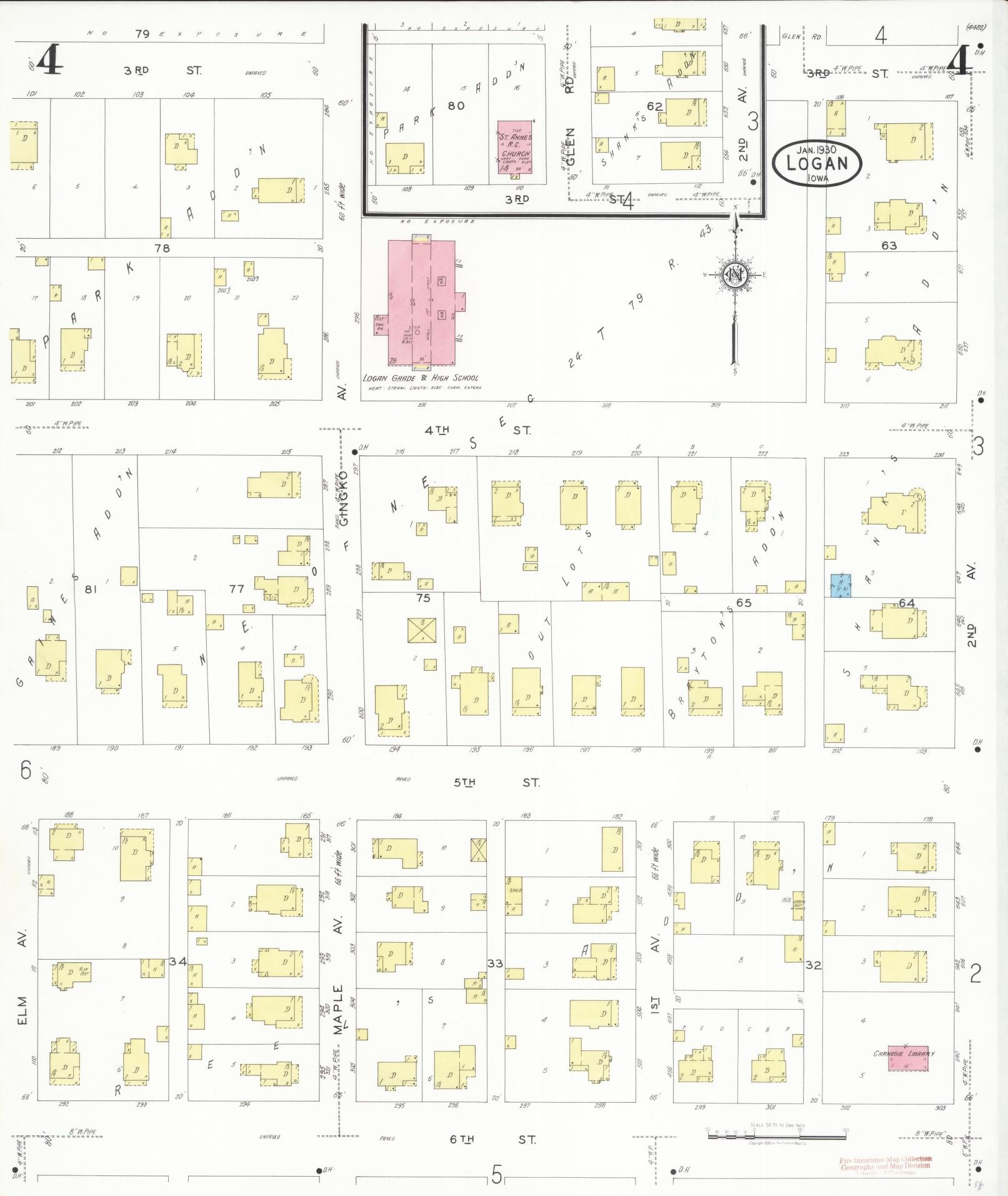 Sanborn Fire Insurance Map from Logan, Harrison County, Iowa (1930), Sheet #0004 - Historic Sanborn Fire Insurance Map Print