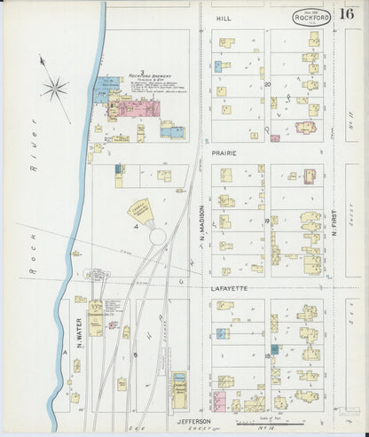 Sanborn Fire Insurance Map from Rockford, Winnebago County, Illinois (1891), Sheet #0016 - Complete Map Set gallery image, historic Sanborn map, vintage wall art, Illinois Illinois