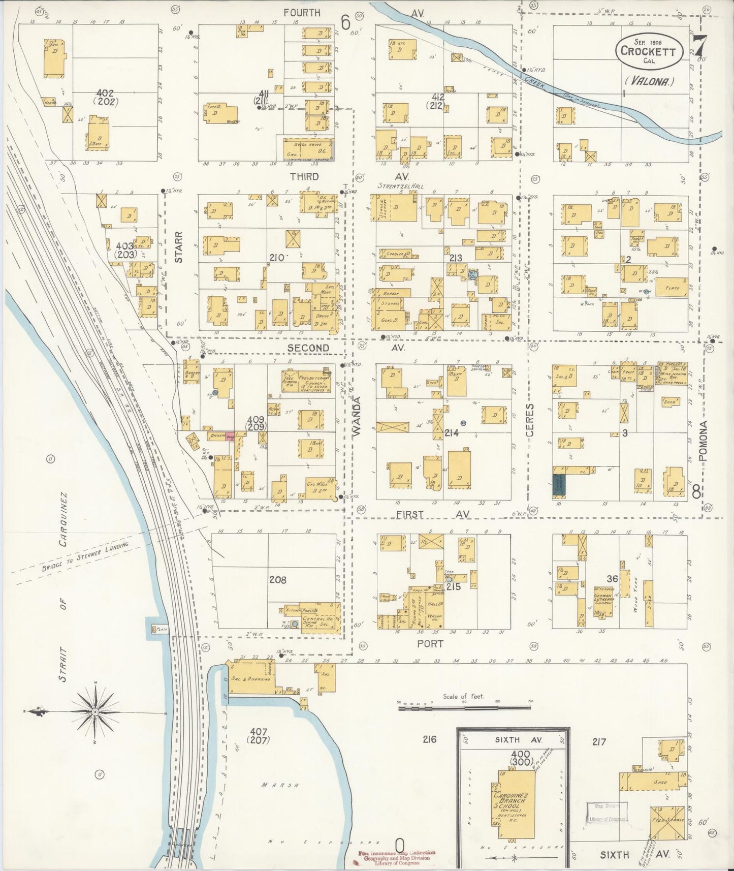 Sanborn Fire Insurance Map from Crockett, Contra Costa County, California (1906), Sheet #0007 - Complete Map Set gallery image, historic Sanborn map, vintage wall art, California California