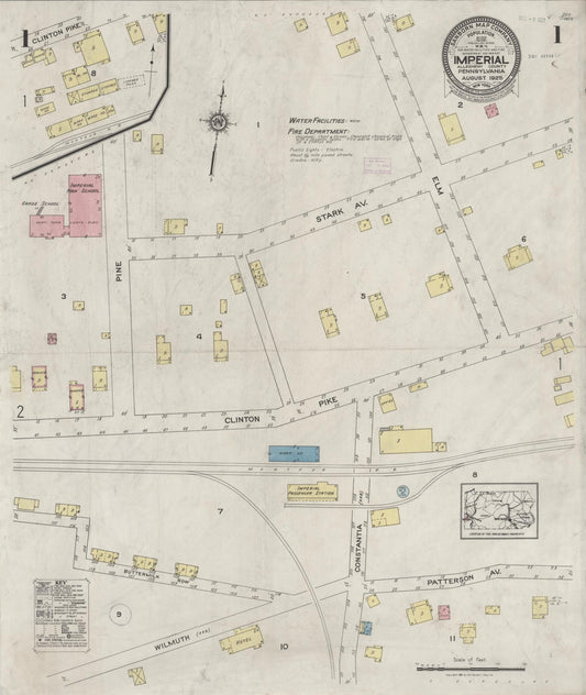 Sanborn Fire Insurance Map from Imperial, Allegheny County, Pennsylvania (1925), Sheet #0001 - Complete Map Set gallery image, historic Sanborn map, vintage wall art, Pennsylvania Pennsylvania
