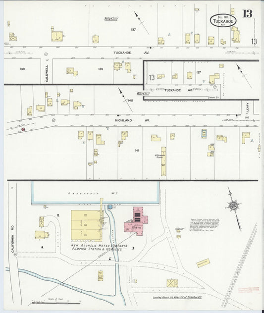 Sanborn Fire Insurance Map from Tuckahoe, Westchester County, New York (1911), Sheet #0013 - Historic Sanborn Fire Insurance Map Print, vintage old map wall art, antique decor, genealogy gift, New York New York map
