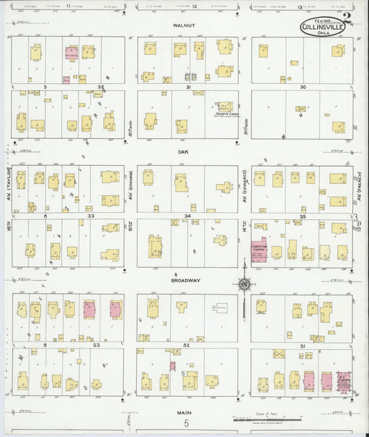 Sanborn Fire Insurance Map from Collinsville, Tulsa County, Oklahoma (1919), Sheet #0002 - Historic Sanborn Fire Insurance Map Print, vintage old map wall art, antique decor, genealogy gift, Oklahoma Oklahoma map