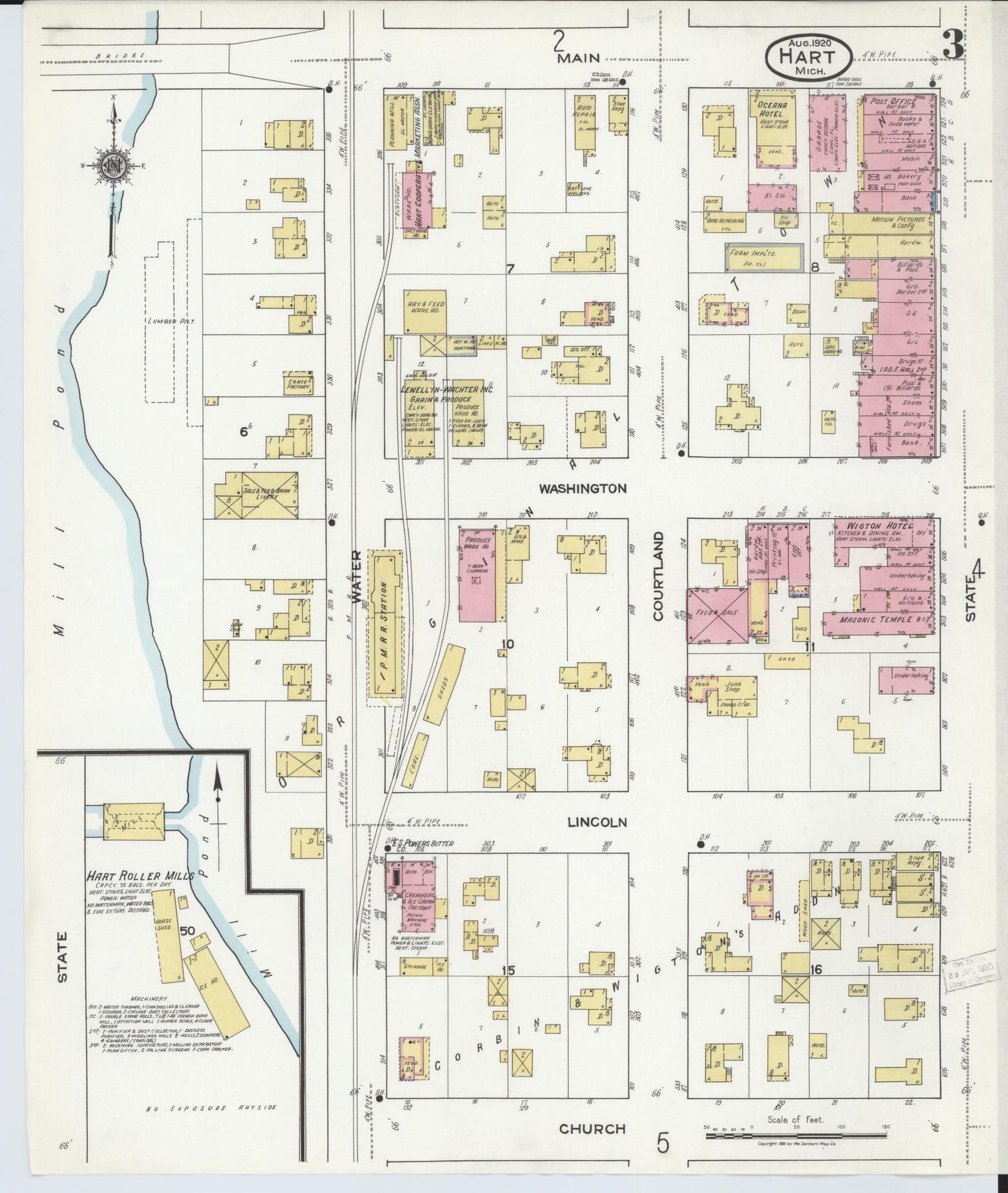 Sanborn Fire Insurance Map from Hart, Oceana County, Michigan (1920), Sheet #0003 - Historic Sanborn Fire Insurance Map Print, vintage old map wall art, antique decor, genealogy gift, Michigan Michigan map