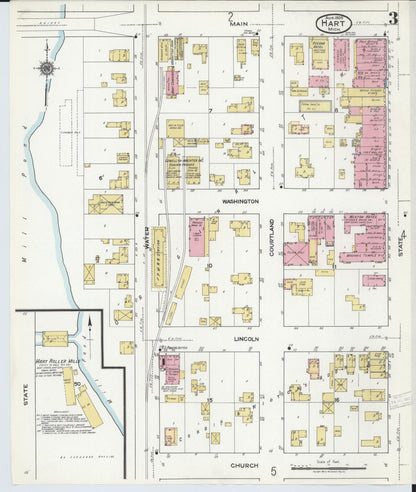 Sanborn Fire Insurance Map from Hart, Oceana County, Michigan (1920), Sheet #0003 - Historic Sanborn Fire Insurance Map Print, vintage old map wall art, antique decor, genealogy gift, Michigan Michigan map