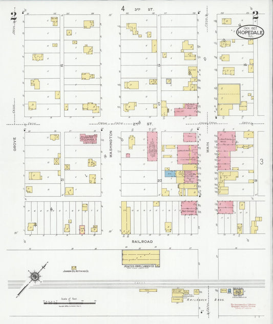 Sanborn Fire Insurance Map from Hopedale, Tazewell County, Illinois (1927), Sheet #0002 - Historic Sanborn Fire Insurance Map Print, vintage old map wall art, antique decor, genealogy gift, Illinois Illinois map
