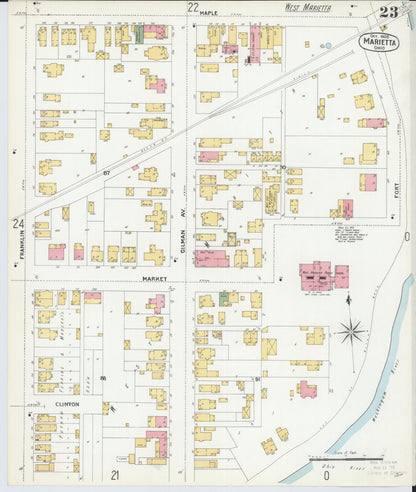 Sanborn Fire Insurance Map from Marietta, Washington County, Ohio (1900), Sheet #0023 - Complete Map Set gallery image, historic Sanborn map, vintage wall art, Ohio Ohio