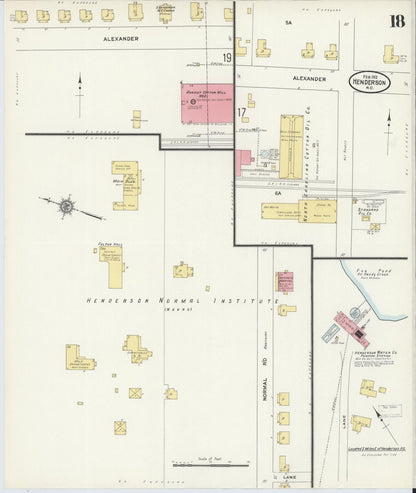 Sanborn Fire Insurance Map from Henderson, Vance County, North Carolina (1912), Sheet #0018 - Complete Map Set gallery image, historic Sanborn map, vintage wall art, North Carolina North Carolina