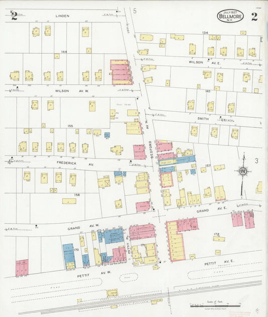 Sanborn Fire Insurance Map from Bellmore, Nassau County, New York (1927), Sheet #0002 - Historic Sanborn Fire Insurance Map Print, vintage old map wall art, antique decor, genealogy gift, New York New York map