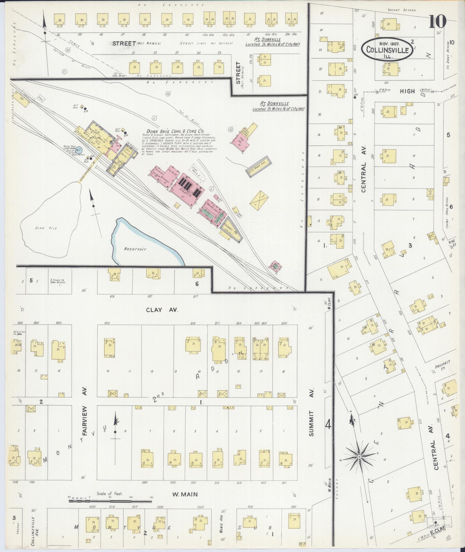 Sanborn Fire Insurance Map from Collinsville, Madison County, Illinois (1907), Sheet #0010 - Complete Map Set gallery image, historic Sanborn map, vintage wall art, Illinois Illinois