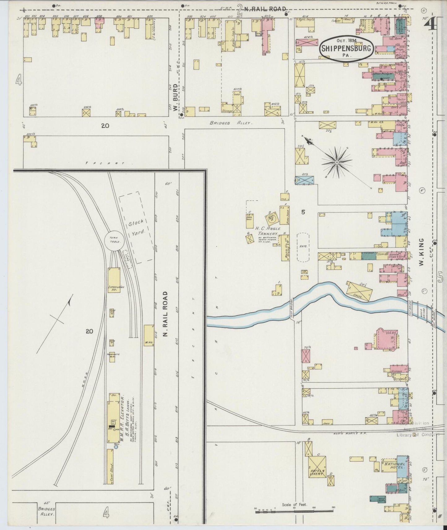 Sanborn Fire Insurance Map from Shippensburg, Cumberland And Franklin Counties, Pennsylvania (1894), Sheet #0004 - Historic Sanborn Fire Insurance Map Print, vintage old map wall art, antique decor, genealogy gift, Counties Pennsylvania map
