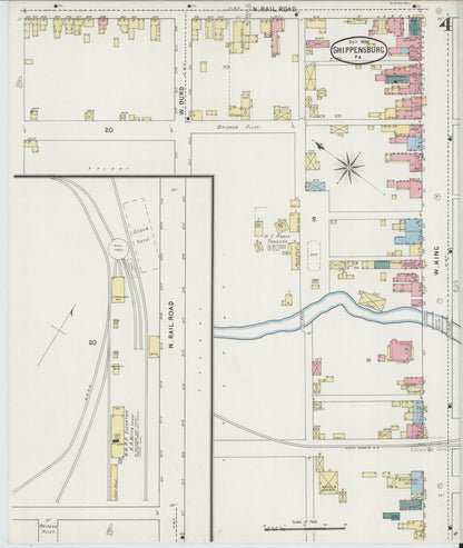 Sanborn Fire Insurance Map from Shippensburg, Cumberland And Franklin Counties, Pennsylvania (1894), Sheet #0004 - Historic Sanborn Fire Insurance Map Print, vintage old map wall art, antique decor, genealogy gift, Counties Pennsylvania map