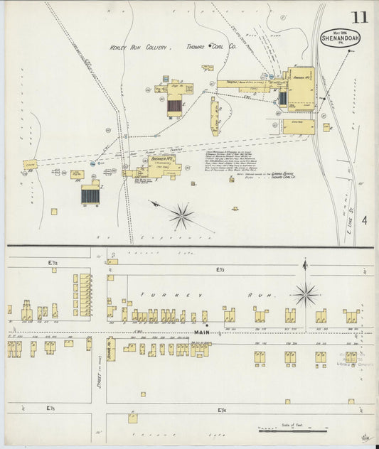 Sanborn Fire Insurance Map from Shenandoah, Schuylkill County, Pennsylvania (1896), Sheet #0011 - Historic Sanborn Fire Insurance Map Print, vintage old map wall art, antique decor, genealogy gift, Pennsylvania Pennsylvania map