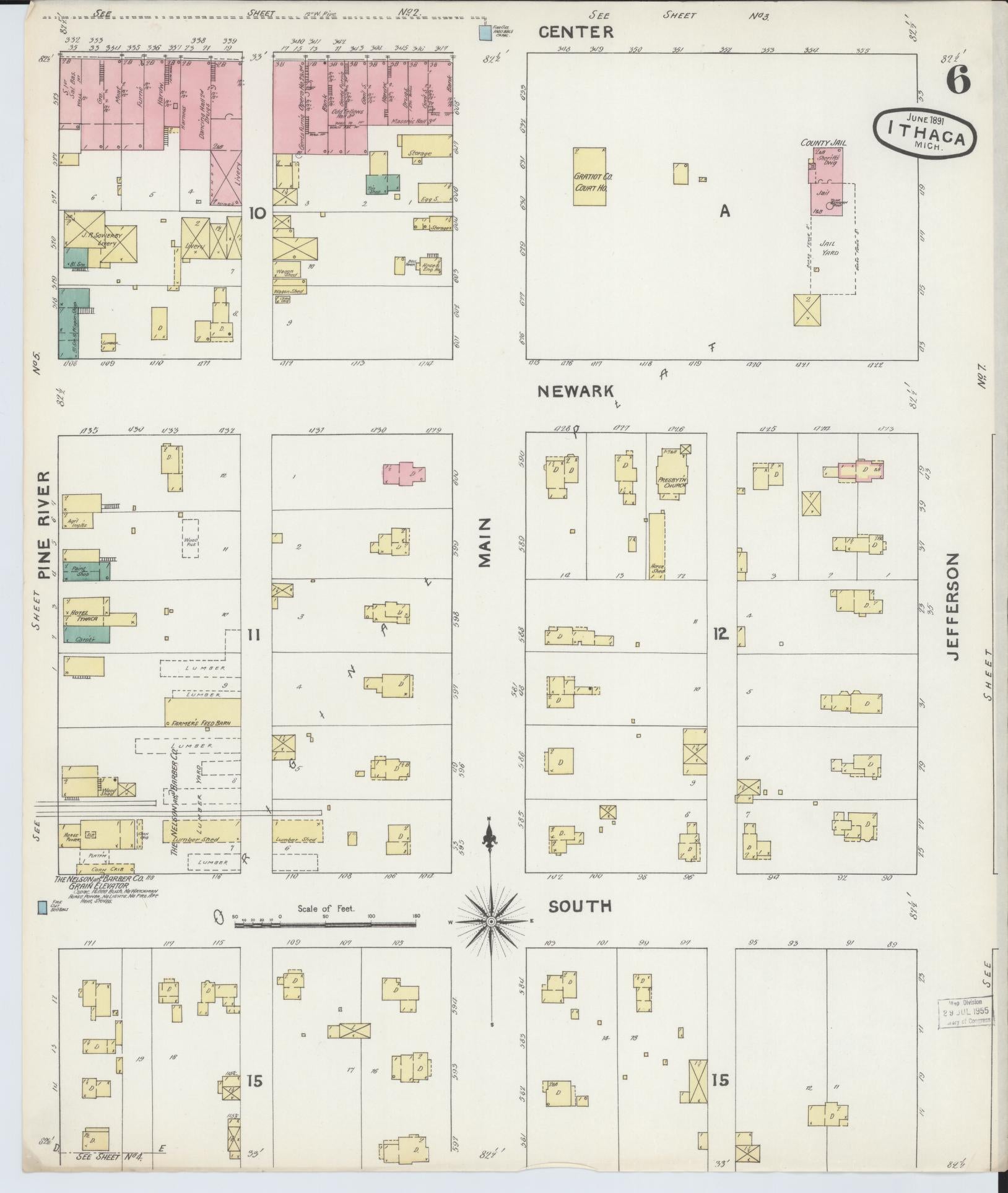 Sanborn Fire Insurance Map from Ithaca, Gratiot County, Michigan (1891), Sheet #0006 - Complete Map Set gallery image, historic Sanborn map, vintage wall art, Michigan Michigan