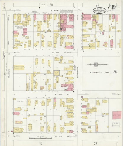 Sanborn Fire Insurance Map from Manitowoc, Manitowoc County, Wisconsin (1912), Sheet #0019 - Complete Map Set gallery image, historic Sanborn map, vintage wall art, Wisconsin Wisconsin