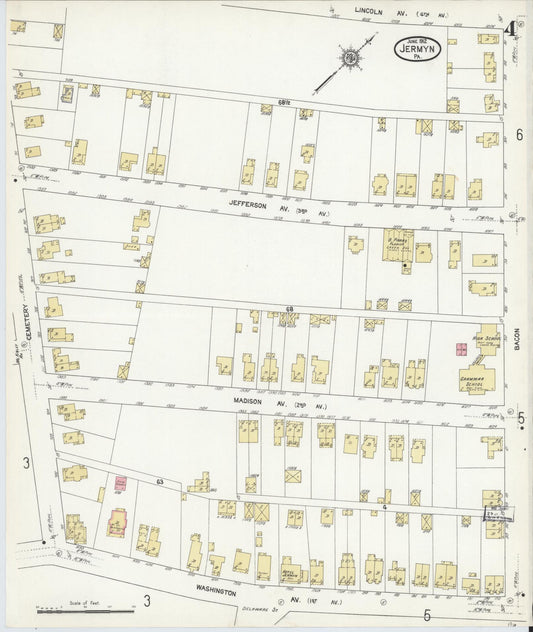 Sanborn Fire Insurance Map from Jermyn, Lackawanna County, Pennsylvania (1912), Sheet #0004 - Historic Sanborn Fire Insurance Map Print, vintage old map wall art, antique decor, genealogy gift, Pennsylvania Pennsylvania map