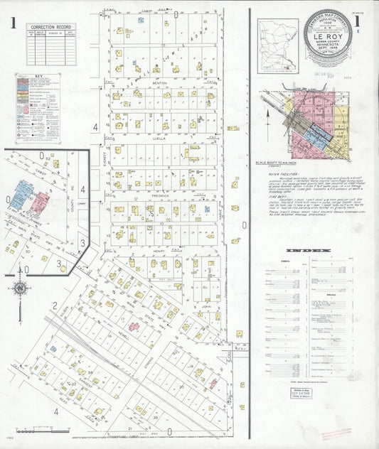 Sanborn Fire Insurance Map from Le Roy, Mower County, Minnesota (1948), Sheet #0001 - Complete Map Set gallery image, historic Sanborn map, vintage wall art, Minnesota Minnesota
