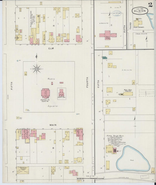 Sanborn Fire Insurance Map from Albion, Edwards County, Illinois (1894), Sheet #0002 - Historic Sanborn Fire Insurance Map Print, vintage old map wall art, antique decor, genealogy gift, Illinois Illinois map