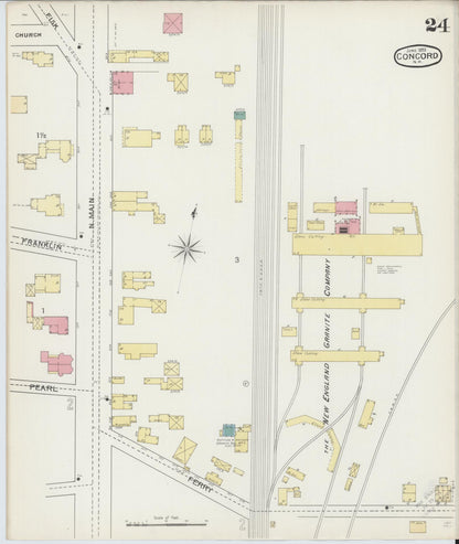 Sanborn Fire Insurance Map from Concord, Merrimack County, New Hampshire (1893), Sheet #0024 - Complete Map Set gallery image, historic Sanborn map, vintage wall art, New Hampshire New Hampshire