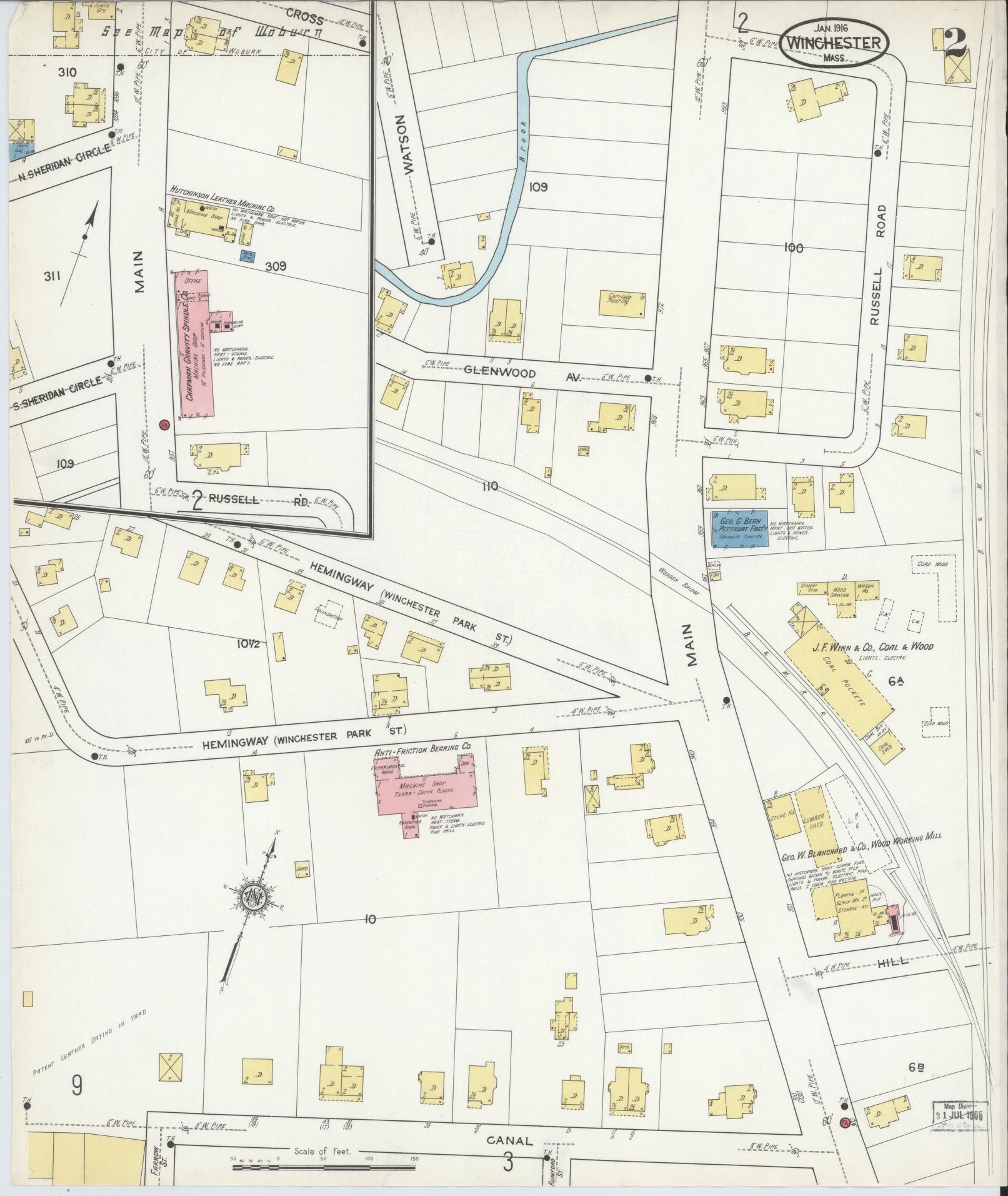 Sanborn Fire Insurance Map from Winchester, Middlesex County, Massachusetts (1916), Sheet #0002 - Complete Map Set gallery image, historic Sanborn map, vintage wall art, Massachusetts Massachusetts