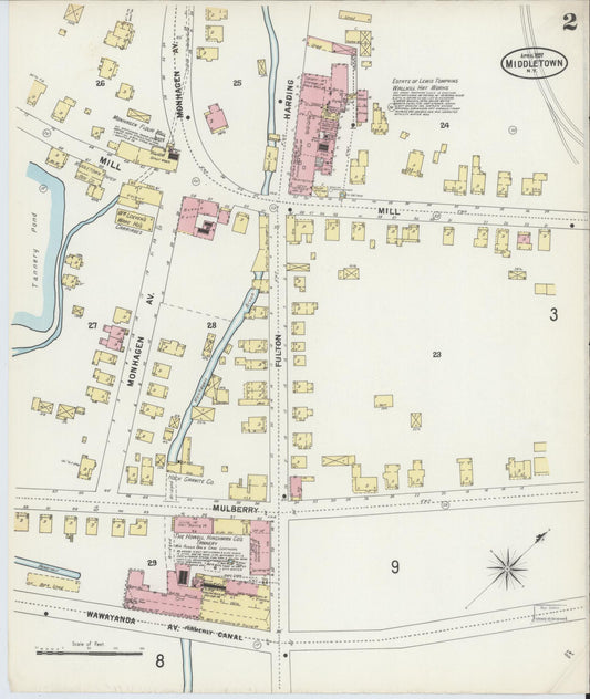 Sanborn Fire Insurance Map from Middletown, Orange County, New York (1897), Sheet #0002 - Historic Sanborn Fire Insurance Map Print, vintage old map wall art, antique decor, genealogy gift, New York New York map