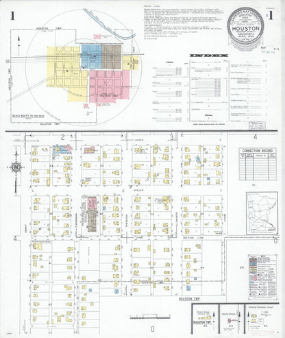 Sanborn Fire Insurance Map from Houston, Houston County, Minnesota (1950), Sheet #0001 - Complete Map Set gallery image, historic Sanborn map, vintage wall art, Minnesota Minnesota
