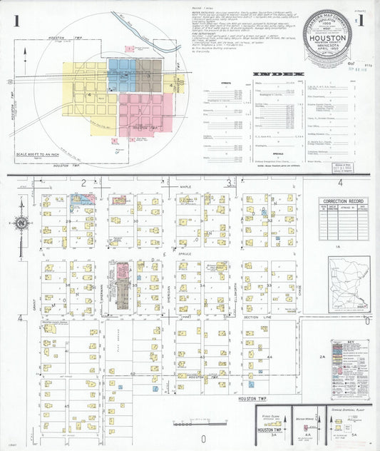 Sanborn Fire Insurance Map from Houston, Houston County, Minnesota (1950), Sheet #0001 - Complete Map Set gallery image, historic Sanborn map, vintage wall art, Minnesota Minnesota