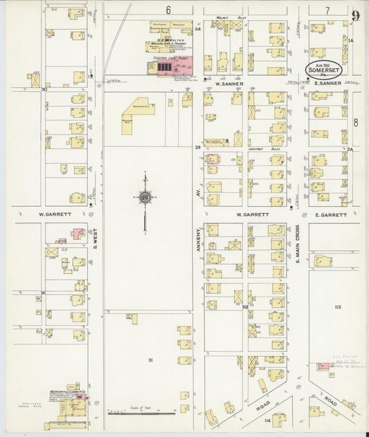 Sanborn Fire Insurance Map from Somerset, Somerset County, Pennsylvania (1910), Sheet #0009 - Historic Sanborn Fire Insurance Map Print, vintage old map wall art, antique decor, genealogy gift, Pennsylvania Pennsylvania map