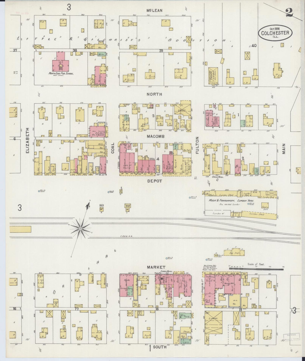 Sanborn Fire Insurance Map from Colchester, Mcdonough County, Illinois (1898), Sheet #0002 - Historic Sanborn Fire Insurance Map Print, vintage old map wall art, antique decor, genealogy gift, Illinois Illinois map