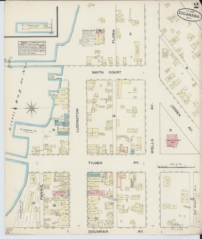 Sanborn Fire Insurance Map from Escanaba, Delta County, Michigan (1884), Sheet #0002 - Complete Map Set gallery image, historic Sanborn map, vintage wall art, Michigan Michigan