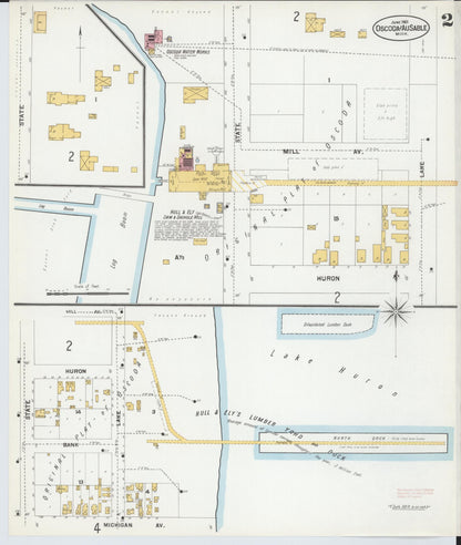 Sanborn Fire Insurance Map from Oscoda, Iosco County, Michigan (1901), Sheet #0002 - Historic Sanborn Fire Insurance Map Print, vintage old map wall art, antique decor, genealogy gift, Michigan Michigan map