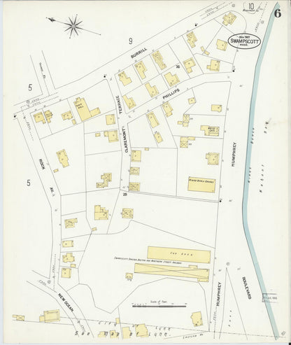 Sanborn Fire Insurance Map from Swampscott, Essex County, Massachusetts (1907), Sheet #0006 - Historic Sanborn Fire Insurance Map Print, vintage old map wall art, antique decor, genealogy gift, Massachusetts Massachusetts map