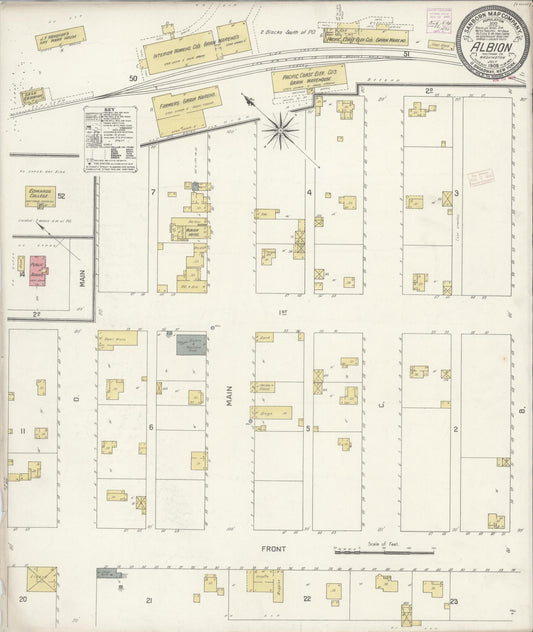 Sanborn Fire Insurance Map from Albion, Whitman County, Washington (1908), Sheet #0001 - Historic Sanborn Fire Insurance Map Print, vintage old map wall art, antique decor, genealogy gift, Washington Washington map