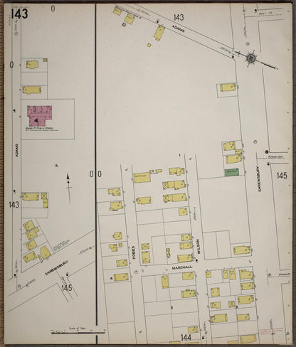 Sanborn Fire Insurance Map from Worcester, Worcester County, Massachusetts (1910), Sheet #0143 - Historic Sanborn Fire Insurance Map Print, vintage old map wall art, antique decor, genealogy gift, Massachusetts Massachusetts map