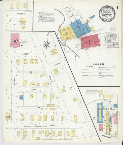 Sanborn Fire Insurance Map from Swanton, Fulton County, Ohio (1908), Sheet #0001 - Historic Sanborn Fire Insurance Map Print, vintage old map wall art, antique decor, genealogy gift, Ohio Ohio map