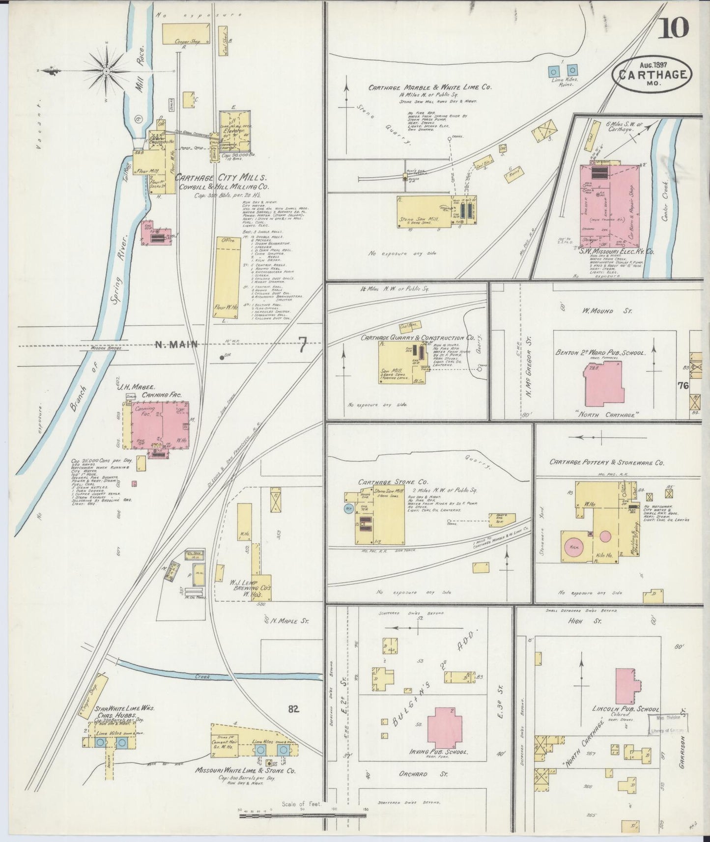 Sanborn Fire Insurance Map from Carthage, Jasper County, Missouri (1897), Sheet #0010 - Complete Map Set gallery image, historic Sanborn map, vintage wall art, Missouri Missouri
