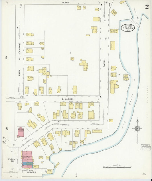 Sanborn Fire Insurance Map from Holley, Orleans County, New York (1909), Sheet #0002 - Historic Sanborn Fire Insurance Map Print, vintage old map wall art, antique decor, genealogy gift, New York New York map