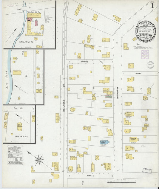 Sanborn Fire Insurance Map from Eatontown, Monmouth County, New Jersey (1901), Sheet #0001 - Historic Sanborn Fire Insurance Map Print, vintage old map wall art, antique decor, genealogy gift, New Jersey New Jersey map