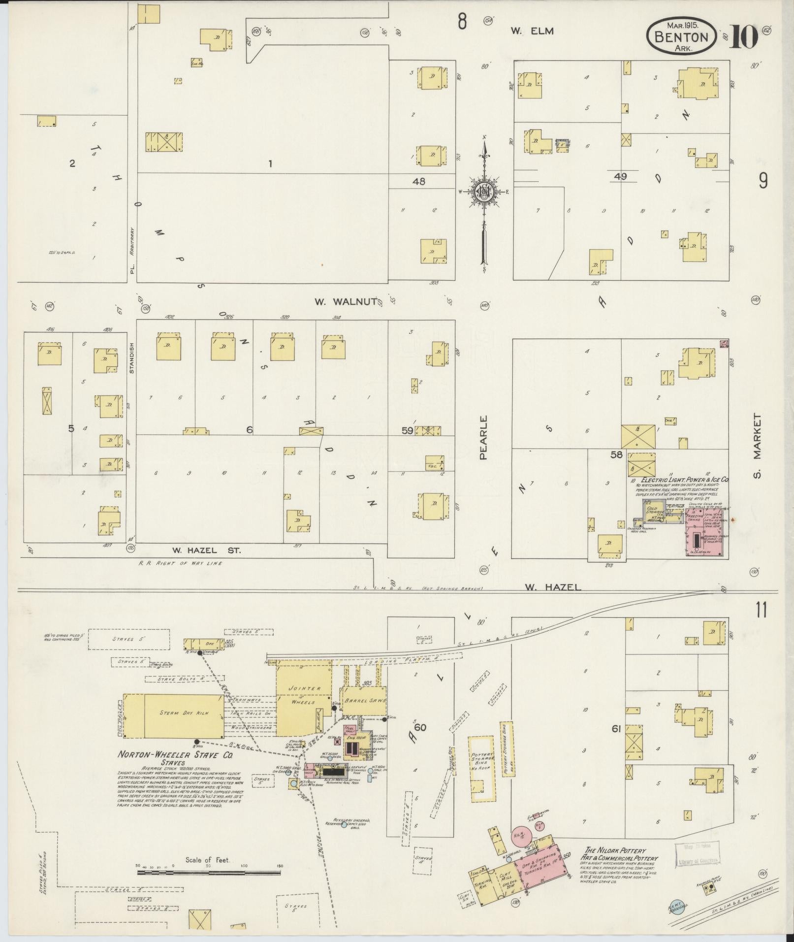 Sanborn Fire Insurance Map from Benton, Saline County, Arkansas (1915), Sheet #0010 - Complete Map Set gallery image, historic Sanborn map, vintage wall art, Arkansas Arkansas