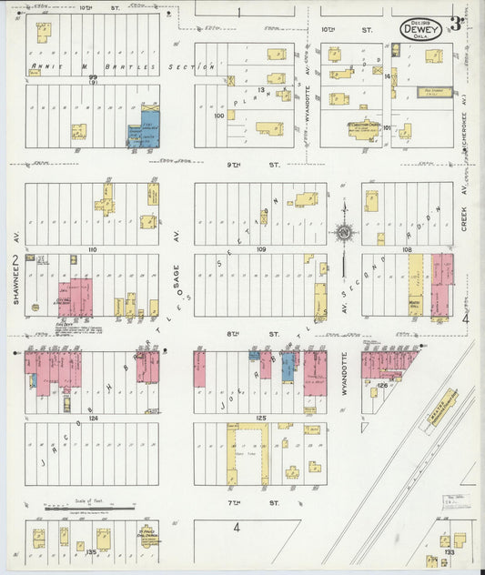 Sanborn Fire Insurance Map from Dewey, Washington County, Oklahoma (1919), Sheet #0003 - Historic Sanborn Fire Insurance Map Print, vintage old map wall art, antique decor, genealogy gift, Oklahoma Oklahoma map