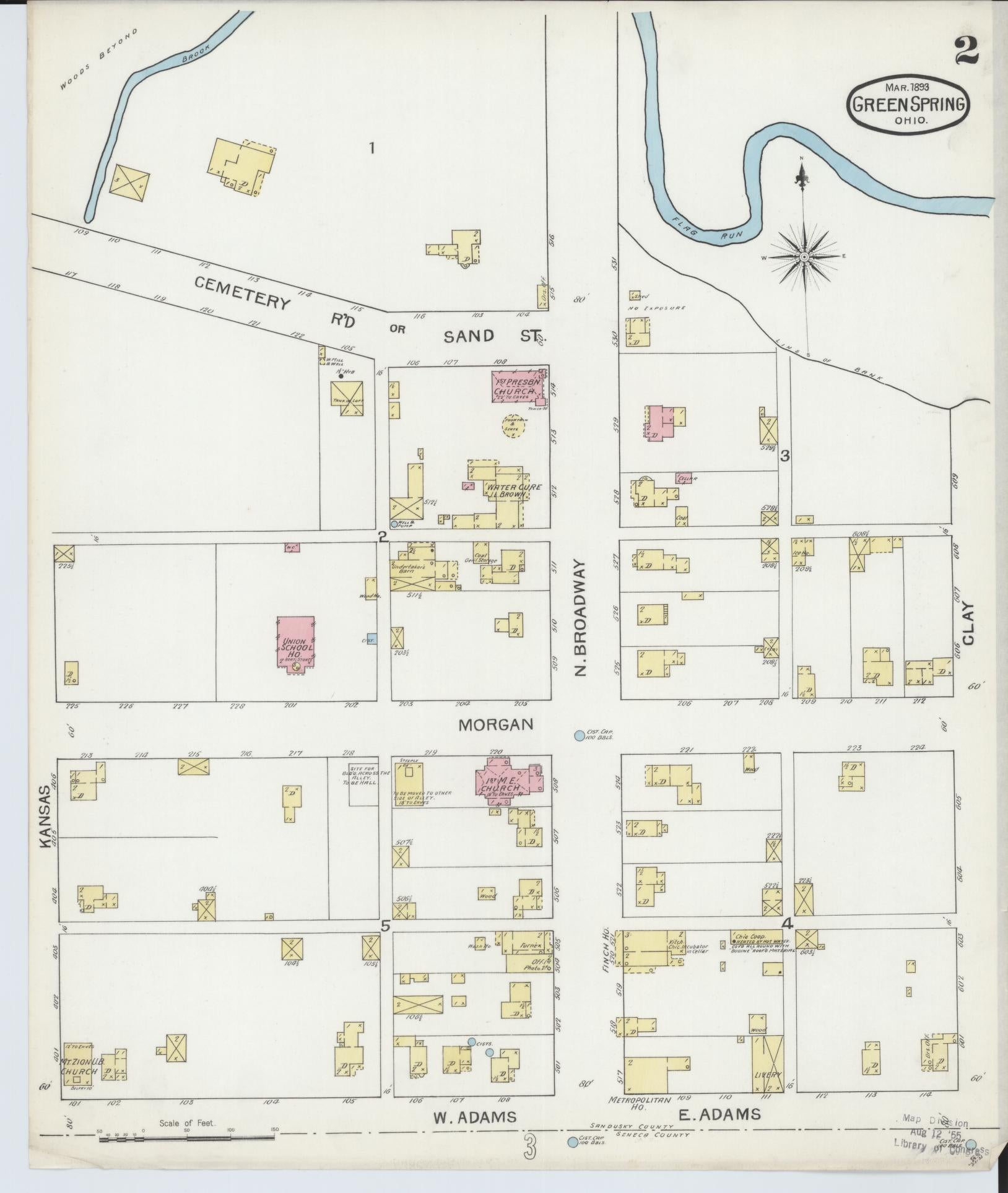 Sanborn Fire Insurance Map from Green Springs, Sandusky And Seneca Counties, Ohio (1893), Sheet #0002 - Complete Map Set gallery image, historic Sanborn map, vintage wall art, Ohio Ohio