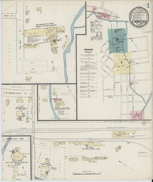 Sanborn Fire Insurance Map from Canisteo, Steuben County, New York (1886), Sheet #0001 - Historic Sanborn Fire Insurance Map Print, vintage old map wall art, antique decor, genealogy gift, New York New York map