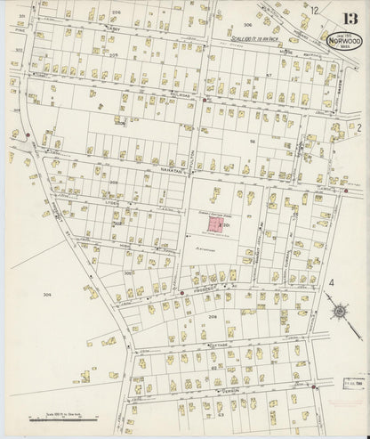 Sanborn Fire Insurance Map from Norwood, Norfolk County, Massachusetts (1915), Sheet #0013 - Complete Map Set gallery image, historic Sanborn map, vintage wall art, Massachusetts Massachusetts