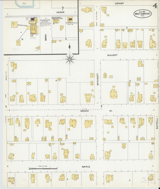 Sanborn Fire Insurance Map from Whitewright, Grayson County, Texas (1905), Sheet #0004 - Historic Sanborn Fire Insurance Map Print, vintage old map wall art, antique decor, genealogy gift, Texas Texas map
