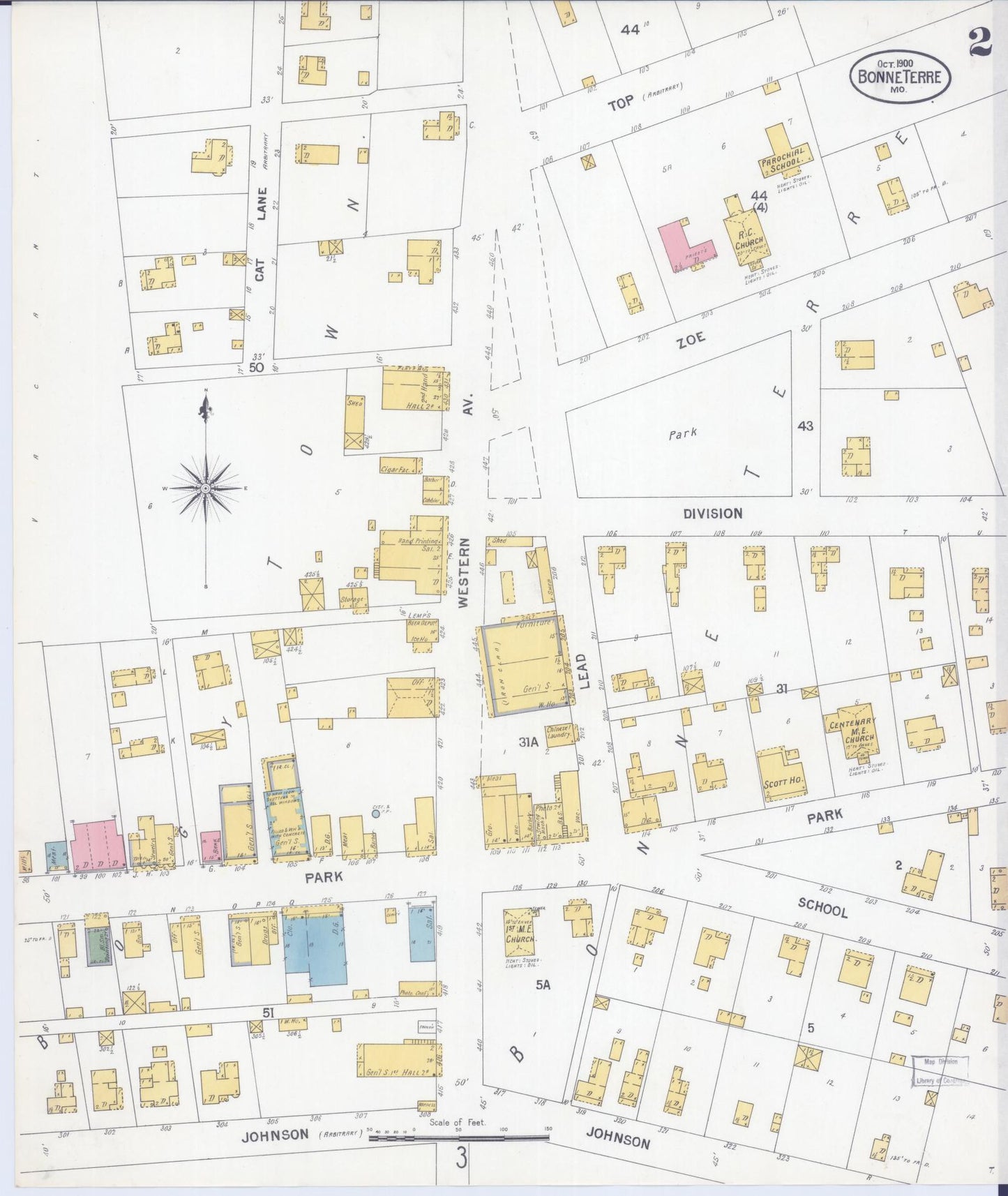 Sanborn Fire Insurance Map from Bonne Terre, Saint Francois County, Missouri (1900), Sheet #0002 - Complete Map Set gallery image, historic Sanborn map, vintage wall art, Missouri Missouri