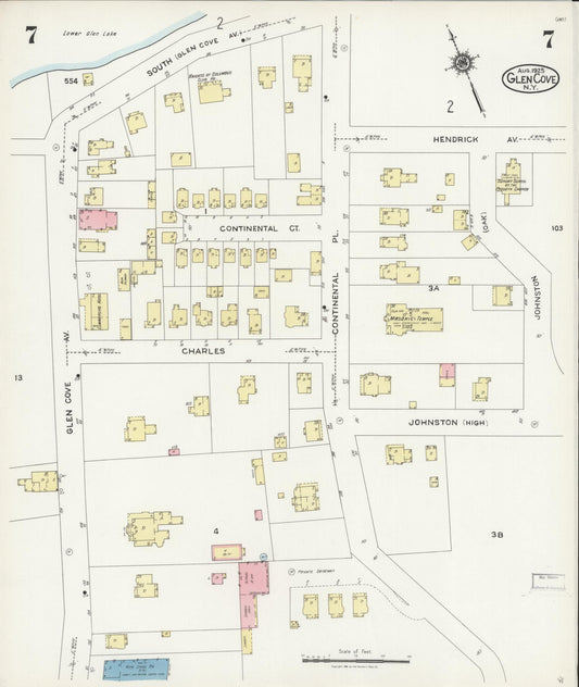 Sanborn Fire Insurance Map from Glen Cove, Nassau County, New York (1925), Sheet #0007 - Historic Sanborn Fire Insurance Map Print, vintage old map wall art, antique decor, genealogy gift, New York New York map