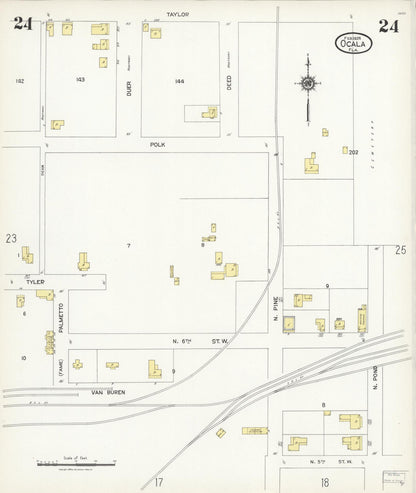 Sanborn Fire Insurance Map from Ocala, Marion County, Florida (1924), Sheet #0024 - Complete Map Set gallery image, historic Sanborn map, vintage wall art, Florida Florida